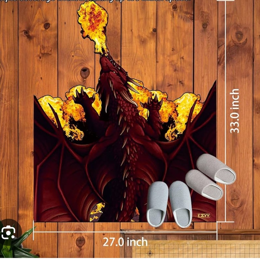 Dragon fire ball, die cut bathroom rug or bedroom